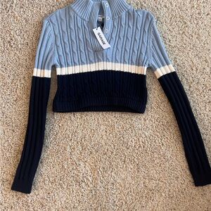 Garage Knitted Crop Navy/Blue/White in S